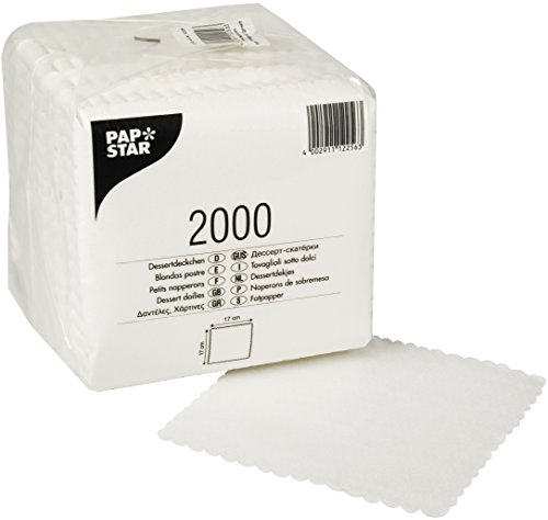 PAPSTAR 12256 Dessertdeckchen, Papier, Weiss, 20 x 17.5 x 17.5 cm, 2000, Weiß