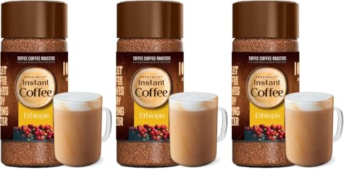 Image of Toffee Coffee Roasters Instant Coffee 100 gm, Ethiopia Instant Coffee | As Seen On Shark Tank | 100% Arabica Coffee Powder | Ready in Seconds | Microground Technology (Pack of 3)