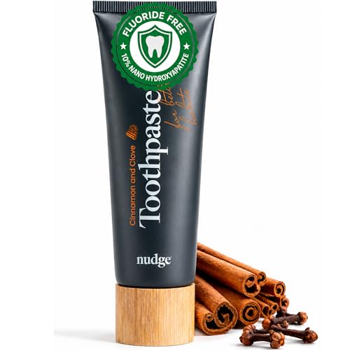 Nudge 10% Nano Hydroxyapatite Toothpaste Rod-Shaped nHA for Maximum Enamel Contact Natural Whitening Fluoride Free & SLS Free Cinnamon & Clove 4.5 oz