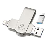 Flash Drive Compatible iPhone, Photo Stick 128GB Support iPhone, Memory Stick Photostick Mobile, Thumb Drive USB 3.0 Compatible iPhone/iPad/Android Backup OTG Smart Phone QARFEE Silver