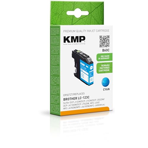 KMP Cartouche d'encre Compatible avec Brother LC123C – pour Brother DCP J172W, DCP J132W, MFC-J 4410DW, etc.