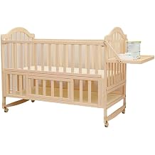 Baby Bed, Playpen, Multi-functional, Wooden, Height Adjustable, Mosquito Net, Storage Shelf, With Casters, Doubles As a Cradle, Easy Assembly Bed + Luxury 5-Piece Set 41.3 x 23.6 inches 105 x 60