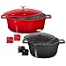 Produktbild STONELINE® Bräter-Set, Cocotte, Set, 2-teilig, Cocotte 32 cm und ø 20 cm, mit Aluguss-Deckeln mit Selbstbefeuchtungskreislauf, kirschrot und schwarz, induktionsgeeignet, inkl. Thermogriffschützern