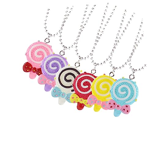 KICHOUSE 6Pcs Lollipop Shaped Necklace for Neck Accessories Fun Party Supplies and Holiday Ornaments for Festivals and Celebrations