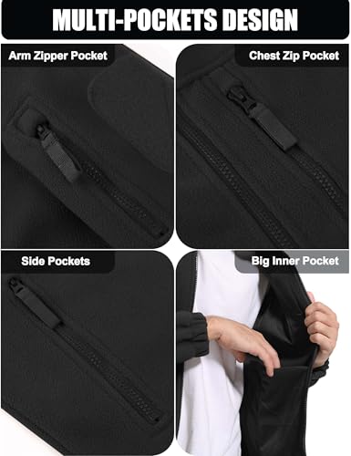 CRYSULLY Men's Fleece Jacket Winter Tactical Full-Zip Coat Military Jackets Multi Pockets - Image 6