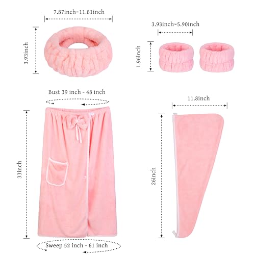 BABYSHEEP Towel Wrap Women Shower Robe Adjustable Closure Bathrobe with Hair Drying Towel & Spa Wraps2