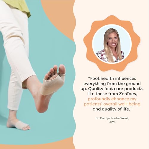 Image of ZenToes Metatarsal Pads for Women, Ball of Foot Gel Cushion Sleeve, Large