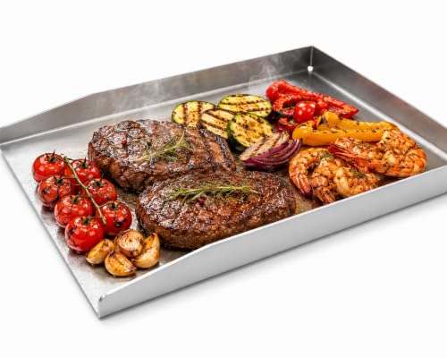 Werk24 Edelstahl Plancha Grillplatte für Gasgrill & Holzkohle – 40x30 cm, 4mm Massive Stärke, Rostfrei & Verzugsfrei – Universal Grillzubehör für Grillstationen & BBQ