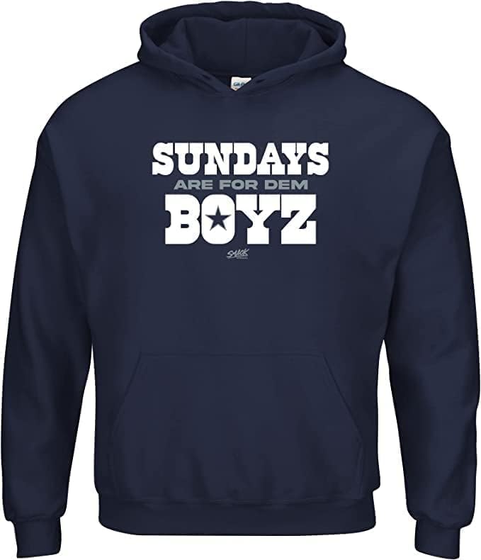 Smack Apparel Sundays are for Dem Boyz T-Shirt for Dallas Football Fans (SM-5XL) (Navy Hoodie, Medium)