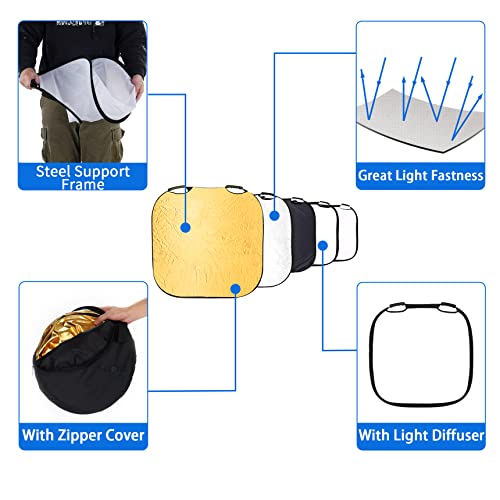 Selens 5-In-1 Oval Reflector With Handle For Photography Photo Studio Lighting & Outdoor Lighting (40 Inch Square Reflectors) #TOP1