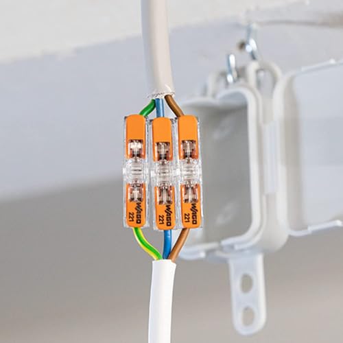 Image of WAGO 221-2411 | Inline Electrical Wire Connector | Pack of 12 | Easy-to-Use, Tool-Free, Compact - For Home, DIY & Electrical Projects - 2-Conductor