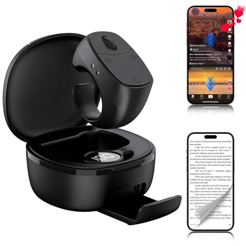 TikTok Bluetooth Scrolling Ring，Page Turner Fernbedienung, Mobile Selfie Lazy Controller Für Smartphone Tablet, Drahtloser Seitenwechsler Geeignet für Leser, Arbeit, Reisen, Audio (Schwarz)