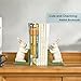 Rabbits Book Ends for Shelves, Cast Iron Decorative Book Ends for Heavy Books, Cute and Unique Bunny Bookends, Antique White