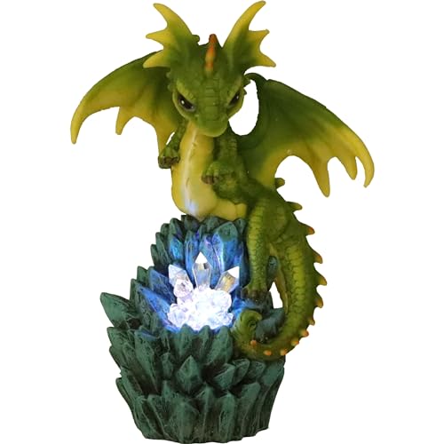 Nemesis Now Crystal Peak Figurine 18cm, Resin, Green, Dragonling on Light Up Crystals Figure - Image 3