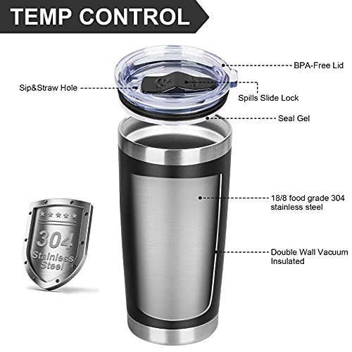 Mezmut 4 Pack Insulated Tumblers With Lids And Straws 20Oz Stainless Steel Coffee Tumbler Cup Double Wall Vacuum Travel Coffee Mugs For Home, Office, Outdoor(Black,4 Pack) #TOP4