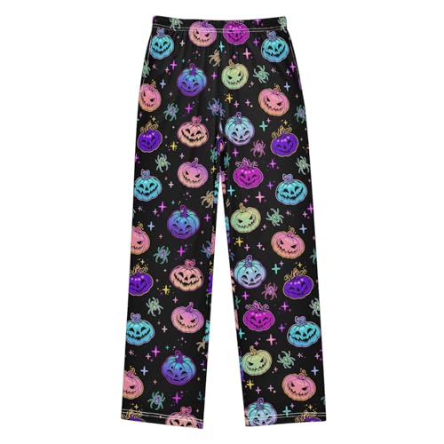 Galaxy Spider Pumpkin Boys Long Pants Soft Trousers Elastic Waist Kids Lounge Bottoms with Pockets S-XL