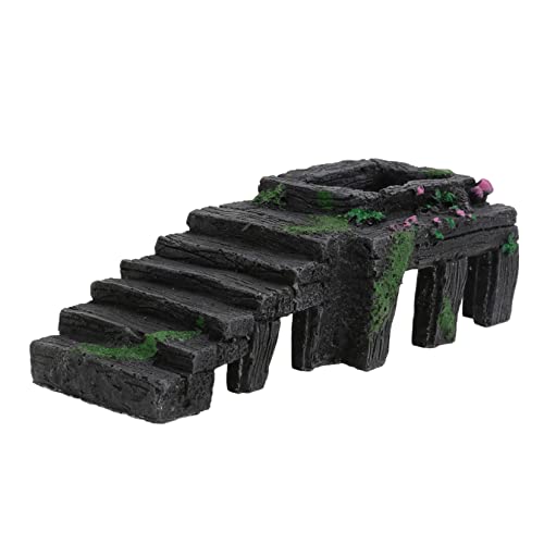 BELLIFFY 1個 タートル テラス カメの水槽 戦車用タートルア ド 洞窟 亀のアクセサリー 水槽の装飾品 魚 水族館のエビのシェルター 水族館の砂利 隠れる 穴 水槽橋 樹脂