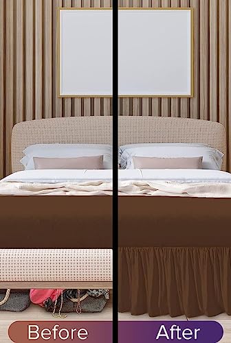 British Home Bedding - Luxury Valance Fitted Sheets - Plain Percale Quality Bed Sheet (Chocolate, King) - Image 3