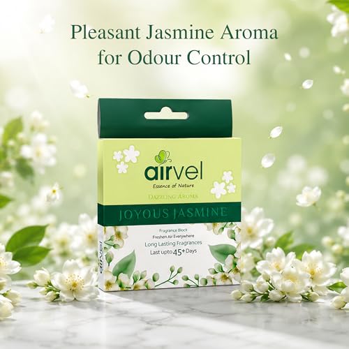 Image of Airvel Joyous Jasmine Fragrance Block Pack of 3 (75g Each) | Toilet Freshener | Bathroom Smell Eliminator | Non-Toxic, Safe | Long-Lasting Freshness Up to 45 Days