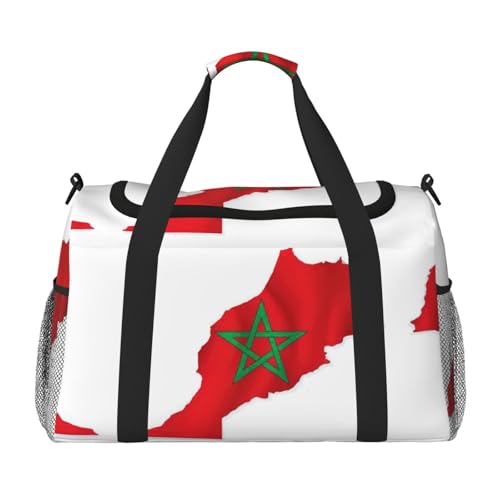 Morocco Flag Map print Travel Duffle Bag Gym Bag for Women,Puffer Tote Bag,Weekender Overnight Bag Organizer