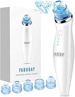Blackhead Remover Pore Vacuum - Fabuday Blackhead Removal Tool Pore Cleaner, 5 Suction Heads and Blue Light, Rechargeable Acne Comedone Extractor Kit