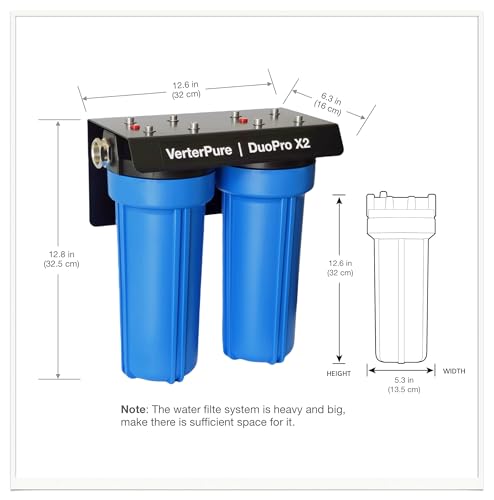Image of DuoPro X2 Two-Stage RV Fresh Water Filter System, High Flow, NSF Housings, 3 /4 inch GHT Garden Hose Fittings, Reduce Sediment, Chlorine, Odor, Heavy Duty Mounting Bracket, Blue