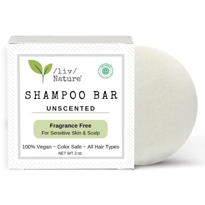 /liv/ Nature Fragrance Free Shampoo Bar | Moisturizing | Clean Non Toxic Shampoos | Hypoallergenic | Gentle, Safe for Sensitive Skin, Psoriasis |