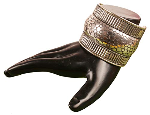 Image of Touchstone Indian Bollywood Desire Brass Base Exotic Workmanship Free Size Cuff Bracelet in Antique Gold Or White Or Copper Tone for Women.