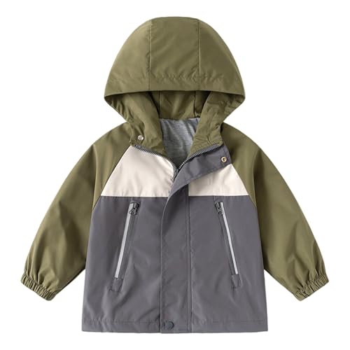 Generisch Cortavientos para niños para niños, ligero, con capucha y para niñas, ropa de regalo, chaqueta de bebé, chaquetas para niños, ropa de Navidad, Verde militar., 2-3 años