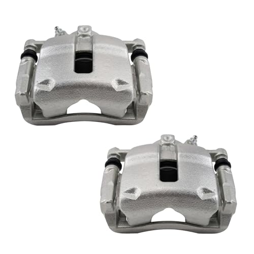 Image of TRQ Front Driver and Passenger Side Brake Caliper Set Caliper Brackets Hardware Compatible with 2007-2011 Mini Cooper With 280mm Diameter Front Rotors