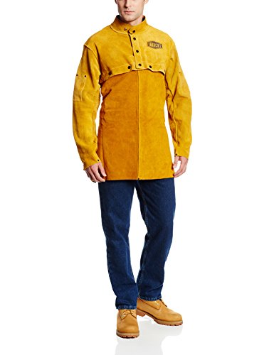 IRONCAT 7000 Cowhide Leather Welding Cape Sleeve - Golden Yellow, Large Size Cape Jacket with Heat Resistance. Welding Gears