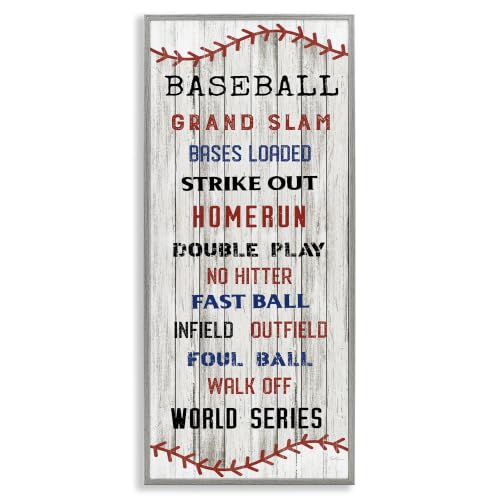 Baseball Phrases Sports Sign, 10 x 24 Inch Framed Giclée Print