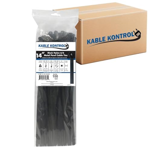 Kable Kontrol Metal Pawl Cable Ties, 14 Inch 3000 Pcs, 120 Lbs Test – Black