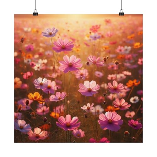 Cosmos Wild in Thai Fields or Roadside in Texas Matte Poster 18x18 inch Made in USA