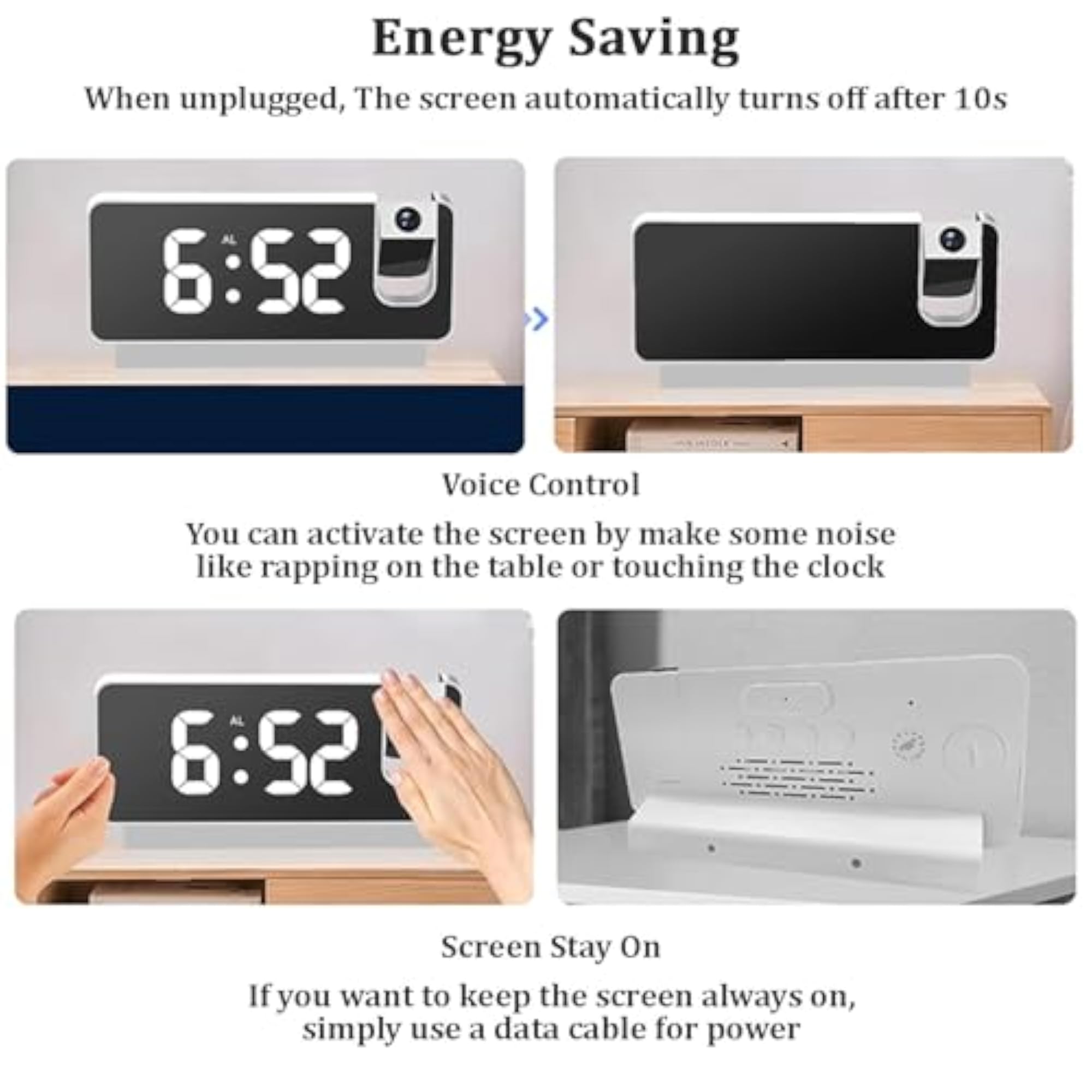 Ceiling Projection Alarm Clock with Temperature Display