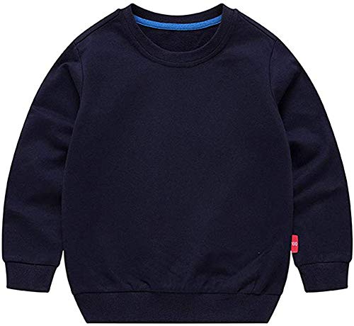 Image of HAXICO Unisex Kids Solid Cotton Thin Pullover Sweatshirt T-Shirt Toddler Baby Crewneck Long Sleeve Tshirts Tops Blouse