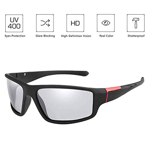 EMUKOEP Photochromic Sunglasses Men UV400 Protection Outdoor Sport Sunglasses Cycling Sunglasses (Red) - Image 2