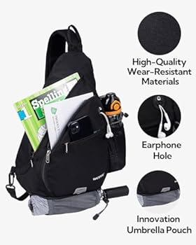 Crossbody Tas, Sling Tas, Schoudertassen, Sling Rugzak, Schoudertas, Messenger Tas Met Verstelbare, Mannen Dames Meisjes Jongens Reizen Daypack, Voor Dagelijks Gebruik (Zwart