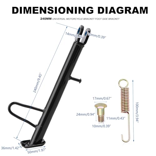 Image of Mokuo Dirt Bike Stand,Motorcycle Kickstand, Scooter Mopeds Side Stand in Iron Material Compatible with Most Dirt Pit Bike Scooter Mini Bike, Height of 21cm Above Ground