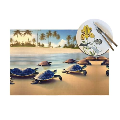 Set de table tortue lot de 6 tissé de haute qualité pour réceptions et tables d'hôtel - 5