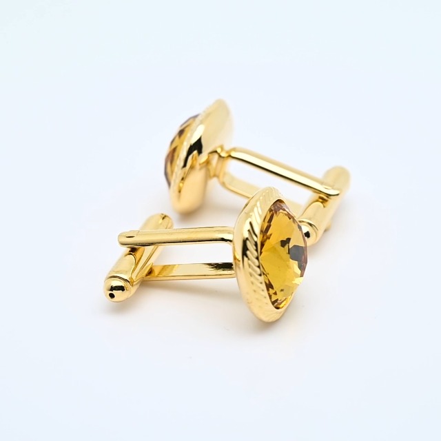 Gemelos de piedra de zircón amarillo para hombre miniatura 7