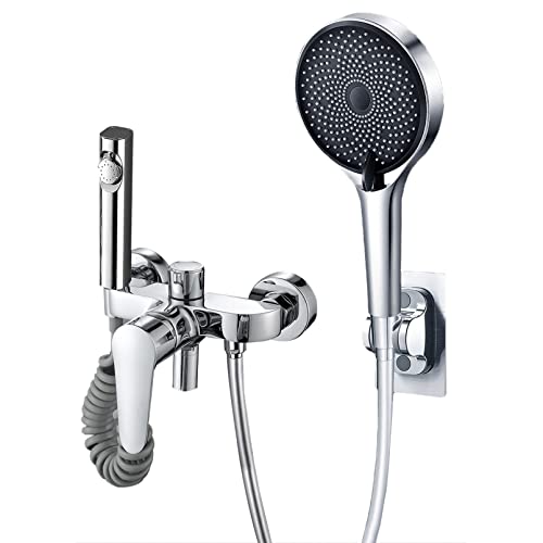 Pommeau de douche haute pression avec régulateur de débit et support mural - 2