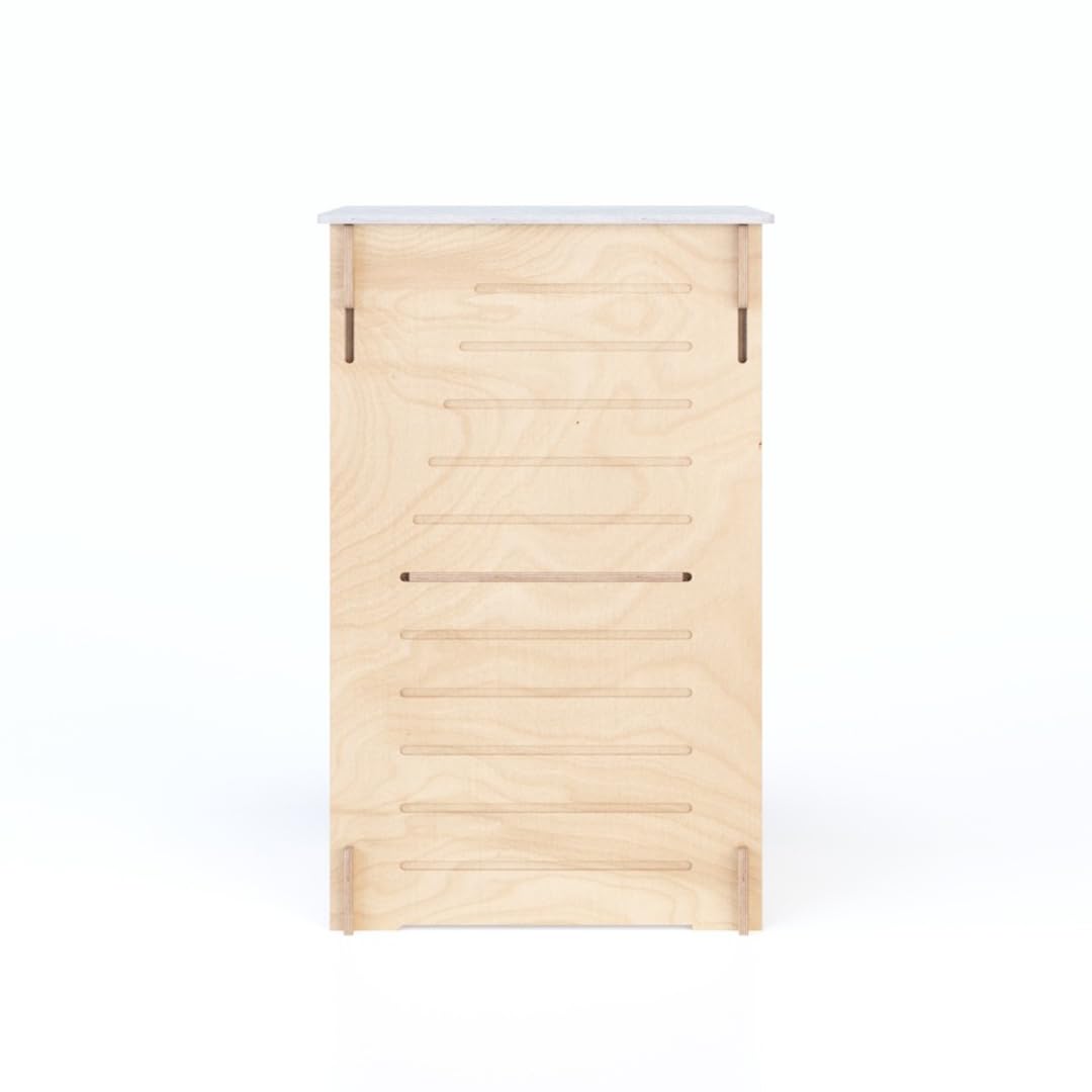 Bancone Fieristico Professionale | 60 x 49 x h. 95 cm | Rapido montaggio a incastro | Desk in Legno con ripiano | Stand Espositivo | Reception Portatile per Fiere, Eventi e Showroom (L. 60 cm)