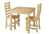 Kiefer-Massivholz-Tisch mit zwei Stühlen als schönes Ensemble für die Essecke