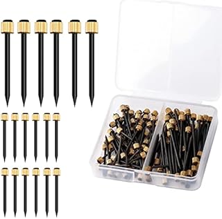 SAVITA 50pcs Picture Hanging Nails, Hanging Picture Nails Gold Nails Hardware Photo Frame Hanger with Plastic Storage Box Black Steel Nails and Brass Head Nails Holds up to 5-30 Lbs (2 Sizes)