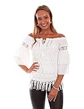 Scully Women's HC574 Tiered Lace Blouse, Off White - Medium