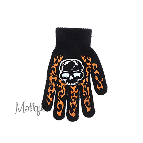 Motique Accessories Soft Black Knit Gloves For Big Kids and Teens, Stretch Gripper Design Gloves2