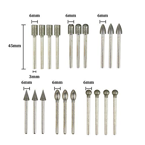40Pcs Rotary Grinding Bit Set, 10Pcs Diamond Cutting Wheel (22Mm) + 20Pcs Diamond Grinding Burr Drill Bits Sets + 10Pcs Abrasive Mounted Stone Grinding Wheels Bits (3Mm Mandrel) #TOP3