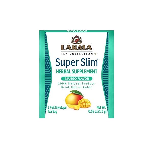 Lakma-Super-Slim-Tea-Mango-Flavor-25-Tea-Bags-100-Natural-Sugar-Free-Gluten-Free-and-Non-GMO-Diet-Weight-Loss-Tea Lakma Super Slim Tea with Mango - 25 Tea Bags