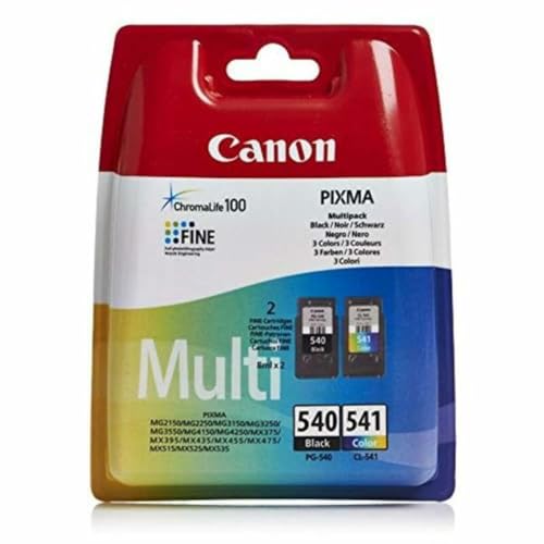 Canon PG-540+CL-541 Cartucho Multipack de tinta original Negro y Tricolor para Impresora de Inyección de tinta Pixma TS5150-TS5051-MX375-MX395-MX435-MX455-MX475-MX515-MX525-MX535-MG2150-MG2250-MG3150-MG3250-MG3550-MG3650-MG4150-MG4250